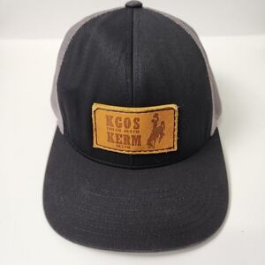 KGOS KERM Hat Cap Snap Back Black Gray Mesh‎ Trucker Patch Western Cowboy Mens